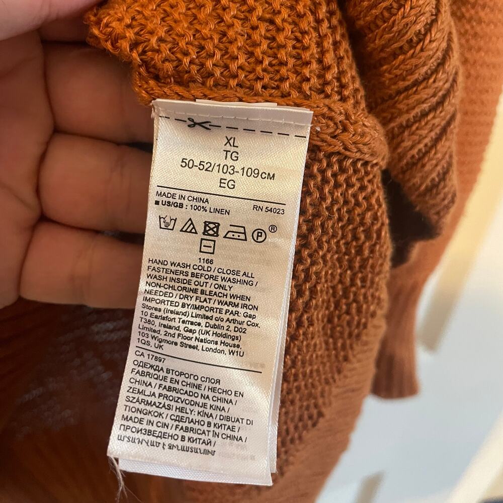 Banana Republic size XL Italian Linen Cardigan Sweater Rust - Picture 6 of 13